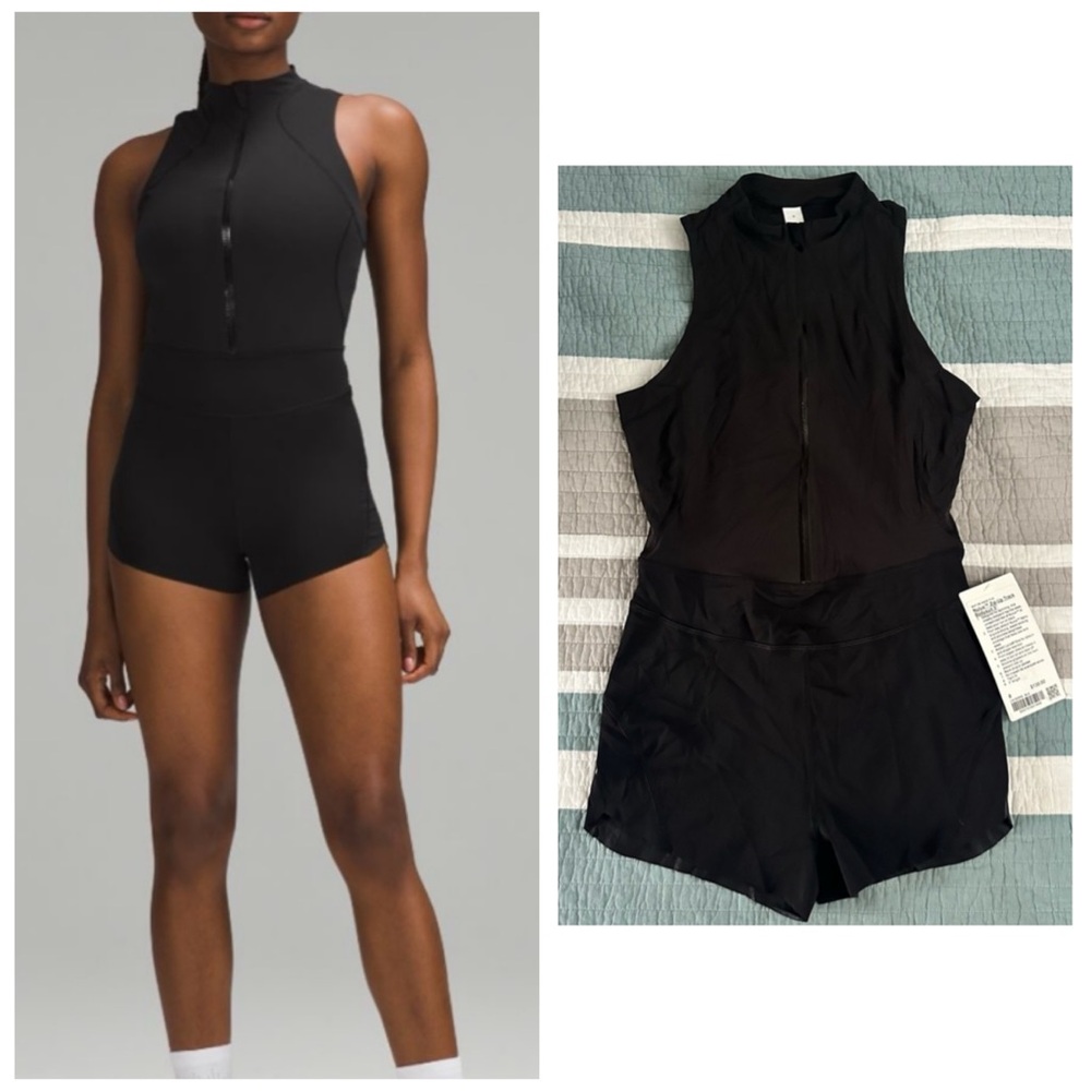 Lululemon Nulux Zip-Up Track Bodysuit 3" 8 Running Black NWT